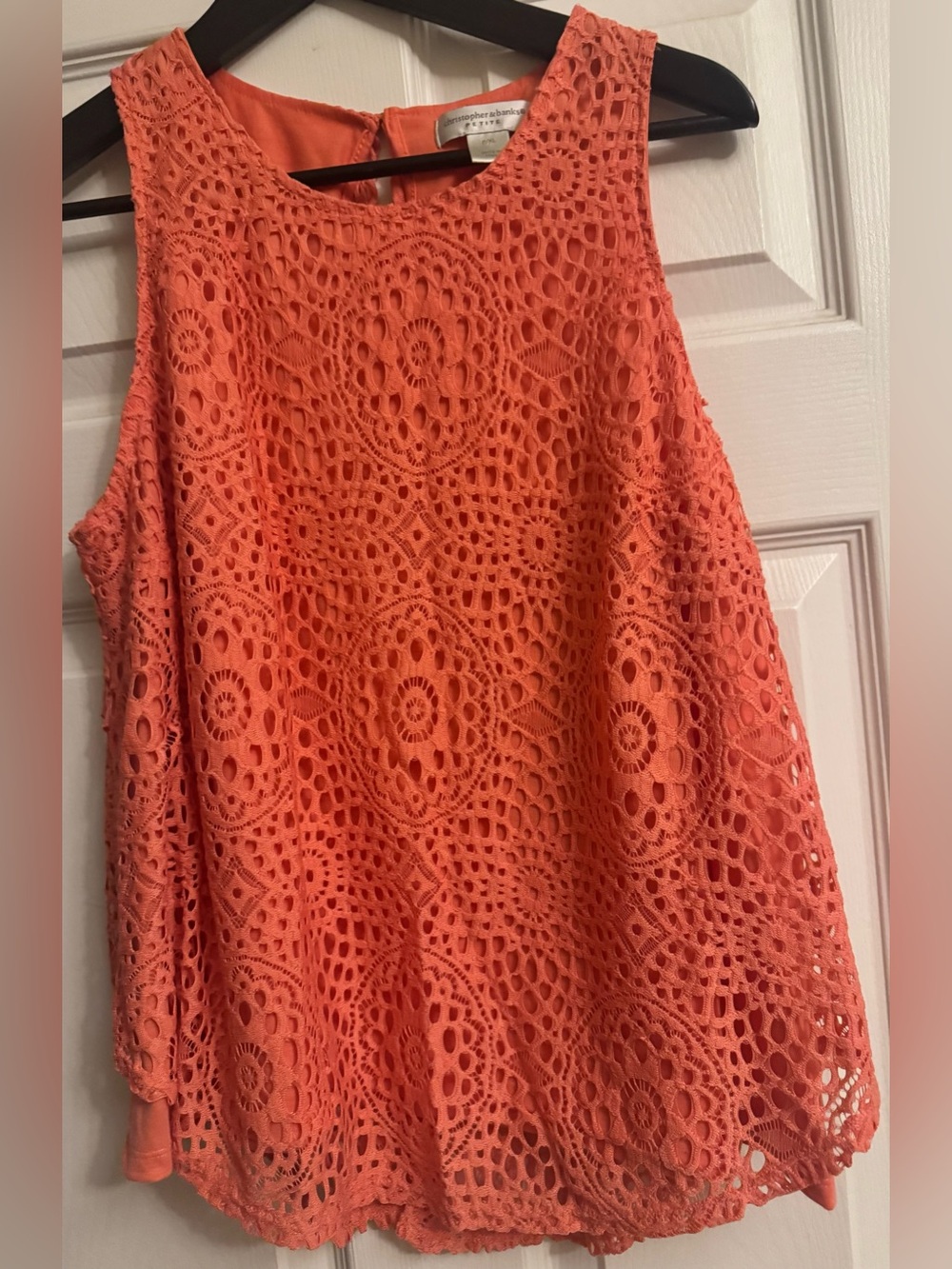 Christopher & Banks Crochet Tank Top in Coral Orange